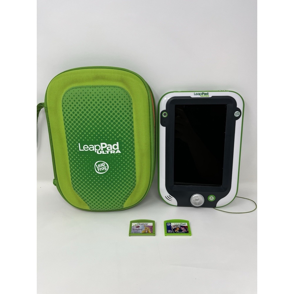 LeapFrog LeapPad Ultra 33200 Tablet w Case 2 Games Stylus FOR PARTS Dim Screen